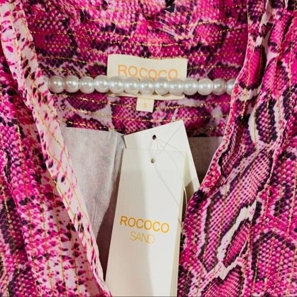 Rocco Sand NWT Lexi Pink Snake Print Wrap Dress Size S - Picture 11 of 12